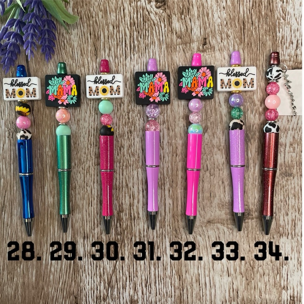 Writing Pen Valentine Mama Artisan Beaded Gift Handcrafted Office Stationery